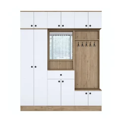 Mobile da ingresso Adonis, 180x38 h226 cm, Noce e Bianco<Dmora Clearance