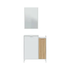 Mobile da ingresso Alambicco, 77x24h91 cm, Bianco e Rovere<Dmora Discount