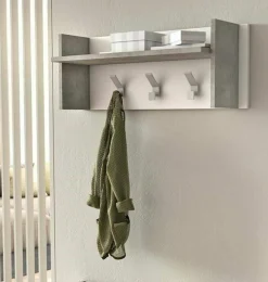 Mobile da ingresso Angry, 90x29h34 cm, Bianco e Cemento<Dmora New