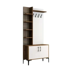 Mobile da ingresso Anja, 90x35h200 cm, Noce e Bianco<Dmora Best Sale