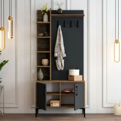 Mobile da ingresso Anja, 90x35h200 cm, Noce e Antracite<Dmora Outlet