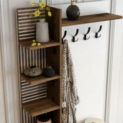 Mobile da ingresso Anja, 90x35h200 cm, Noce e Bianco<Dmora Best Sale