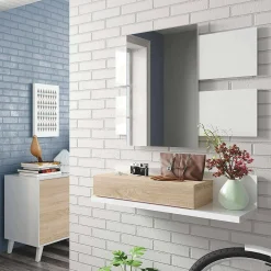 Mobile da ingresso Anro, 75x29h90 cm, Bianco lucido e Noce<Dmora Cheap