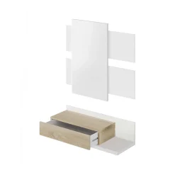 Mobile da ingresso Anro, 75x29h90 cm, Bianco lucido e Noce<Dmora Cheap