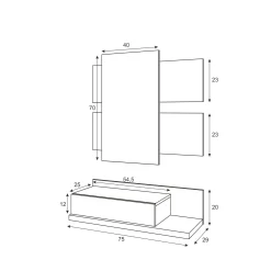 Mobile da ingresso Anro, 75x29h90 cm, Bianco e Cemento<Dmora Best Sale