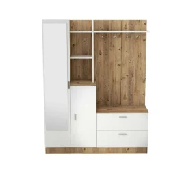 Mobile da ingresso Anumali, 140x37h182 cm, Quercia e Bianco<Dmora Sale