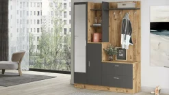 Mobile da ingresso Anumali, 140x37h182 cm, Quercia e Antracite<Dmora Fashion
