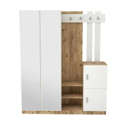 Mobile da ingresso Arcibaldo, 147x38h180 cm, Quercia e Bianco<Dmora Shop