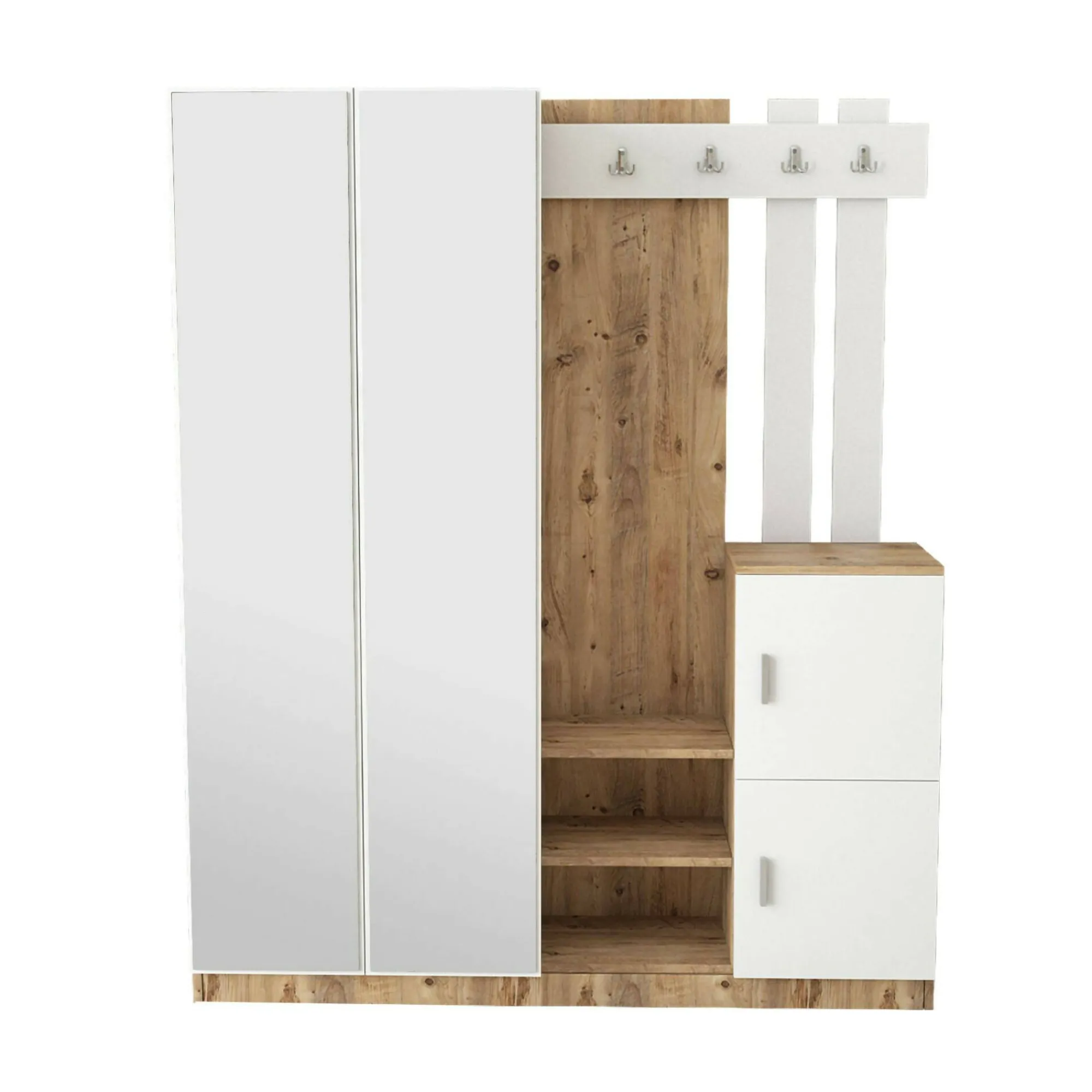 Mobile da ingresso Arcibaldo, 147x38h180 cm, Quercia e Bianco<Dmora Shop
