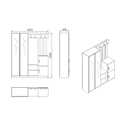 Mobile da ingresso Arcibaldo, 147x38h180 cm, Quercia e Antracite<Dmora Shop