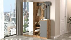 Mobile da ingresso Arcibaldo, 147x38h180 cm, Quercia e Antracite<Dmora Shop