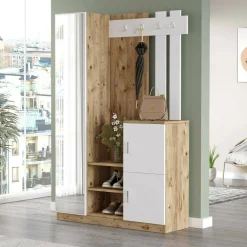 Mobile da ingresso Arco, 114x38h180 cm, Quercia e Bianco<Dmora Discount