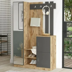 Mobile da ingresso Arco, 114x38h180 cm, Quercia e Antracite<Dmora New