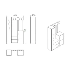 Mobile da ingresso Arco, 114x38h180 cm, Quercia e Bianco<Dmora Discount