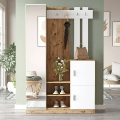 Mobile da ingresso Arco, 114x38h180 cm, Quercia e Bianco<Dmora Discount