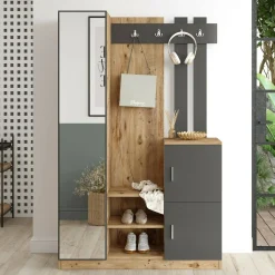 Mobile da ingresso Arco, 114x38h180 cm, Quercia e Antracite<Dmora New