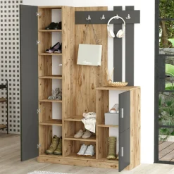 Mobile da ingresso Arco, 114x38h180 cm, Quercia e Antracite<Dmora New