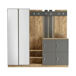 Mobile da ingresso Artin, 187x38h180 cm, Quercia e Antracite<Dmora Store