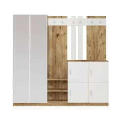 Mobile da ingresso Artin, 187x38h180 cm, Quercia e Bianco<Dmora Discount