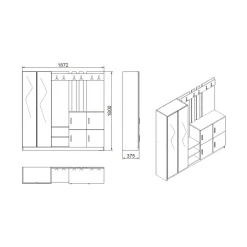 Mobile da ingresso Artin, 187x38h180 cm, Quercia e Antracite<Dmora Store