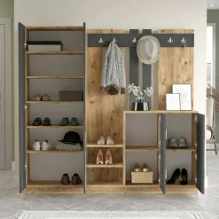 Mobile da ingresso Artin, 187x38h180 cm, Quercia e Antracite<Dmora Store