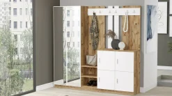 Mobile da ingresso Artin, 187x38h180 cm, Quercia e Bianco<Dmora Discount