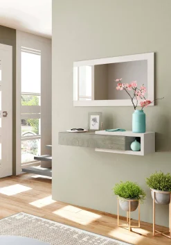 Mobile da ingresso Arty, 95x26h69 cm, Bianco e Rovere<Dmora Sale