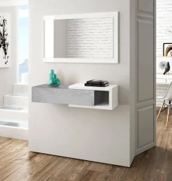 Mobile da ingresso Arty, 95x26h69 cm, Bianco e Cemento<Dmora Online