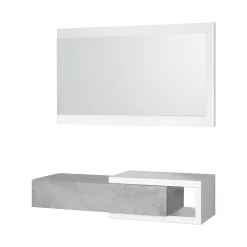 Mobile da ingresso Arty, 95x26h69 cm, Bianco e Cemento<Dmora Online