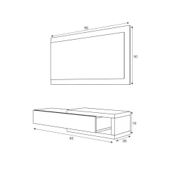 Mobile da ingresso Arty, 95x26h69 cm, Bianco e Cemento<Dmora Online