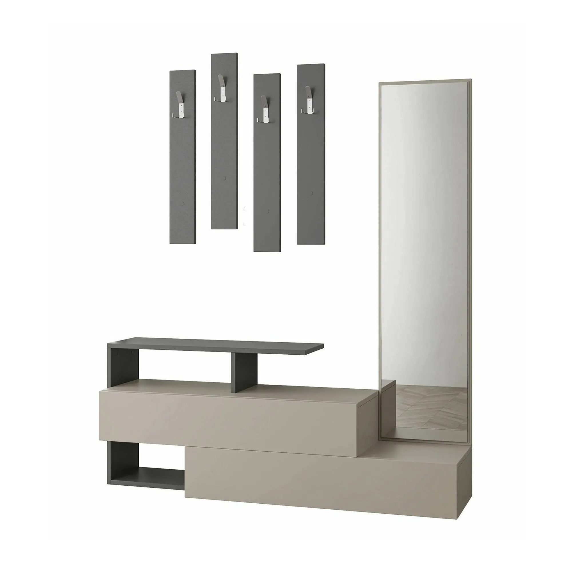 Mobile da ingresso Ascari, 137x35h55 cm, Tortora e Antracite<Dmora Store