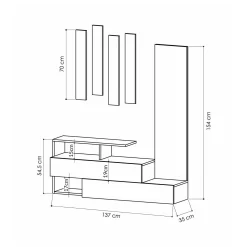 Mobile da ingresso Ascari, 137x35h55 cm, Tortora e Antracite<Dmora Store