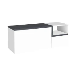 Mobile da ingresso Aska, cm 120x40h54, Bianco lucido e Ardesia<Dmora Online
