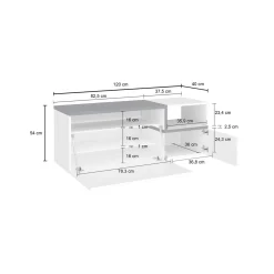 Mobile da ingresso Aska, cm 120x40h54, Bianco lucido e Ardesia<Dmora Online