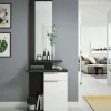 Mobile da ingresso Axell, 61x29h186 cm, Bianco e Grigio cenere<Dmora Store