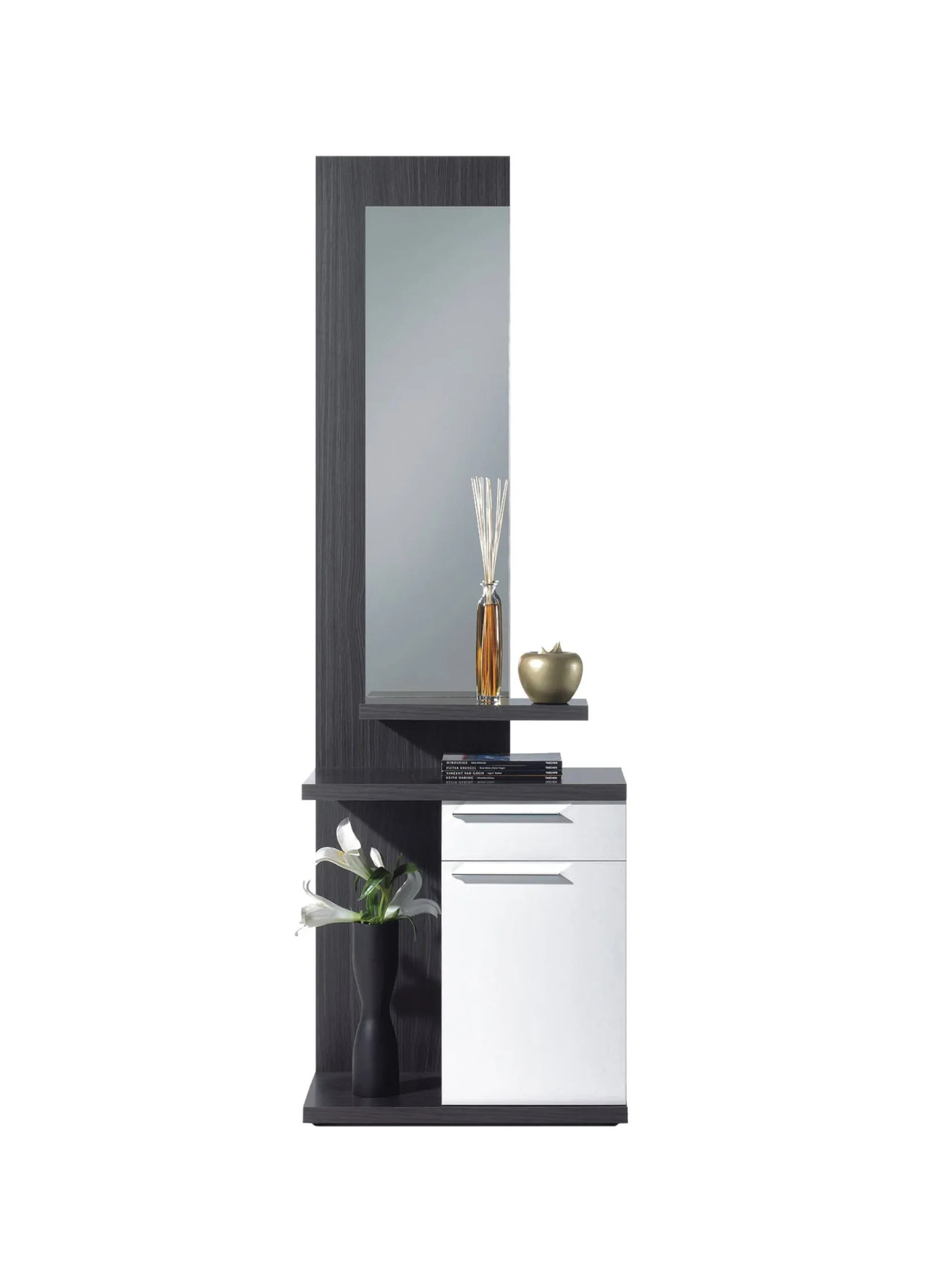 Mobile da ingresso Axell, 61x29h186 cm, Bianco e Grigio cenere<Dmora Store