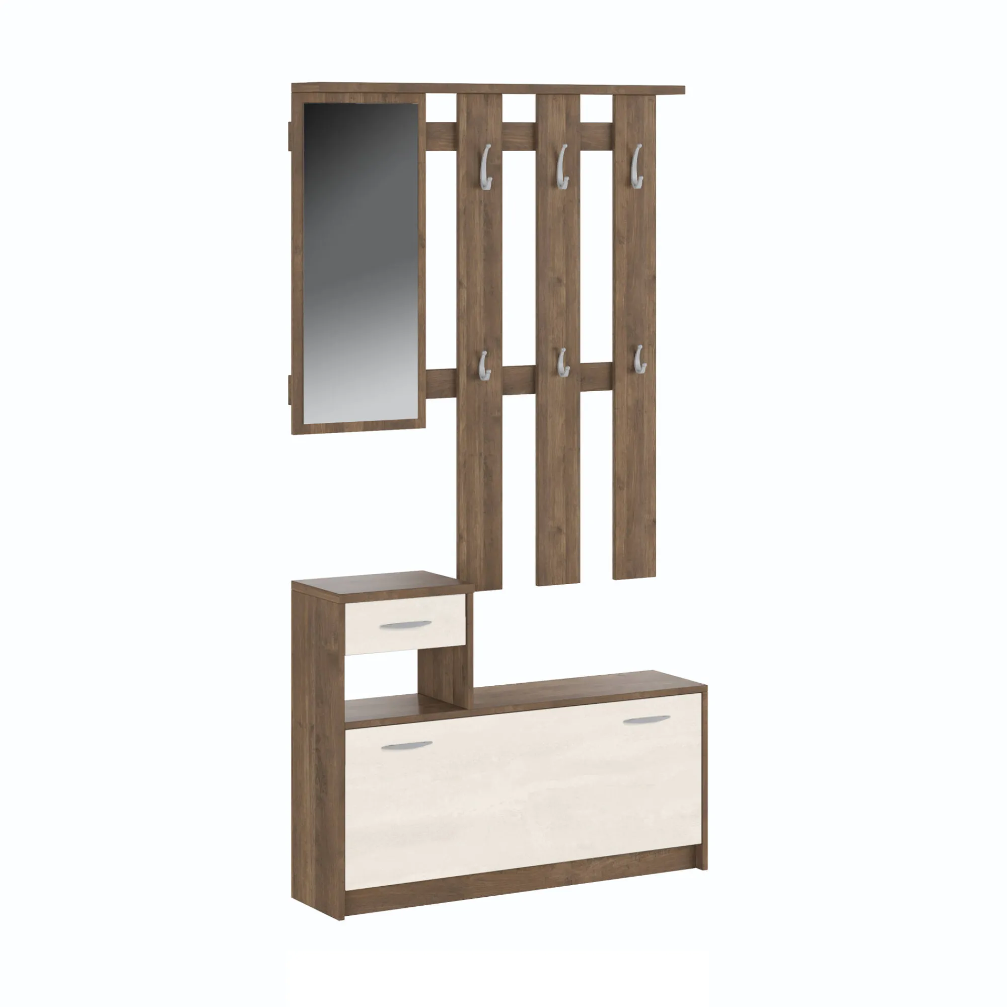 Mobile da ingresso Daa, 100x26h190 cm, Bianco e Quercia<Dmora Cheap