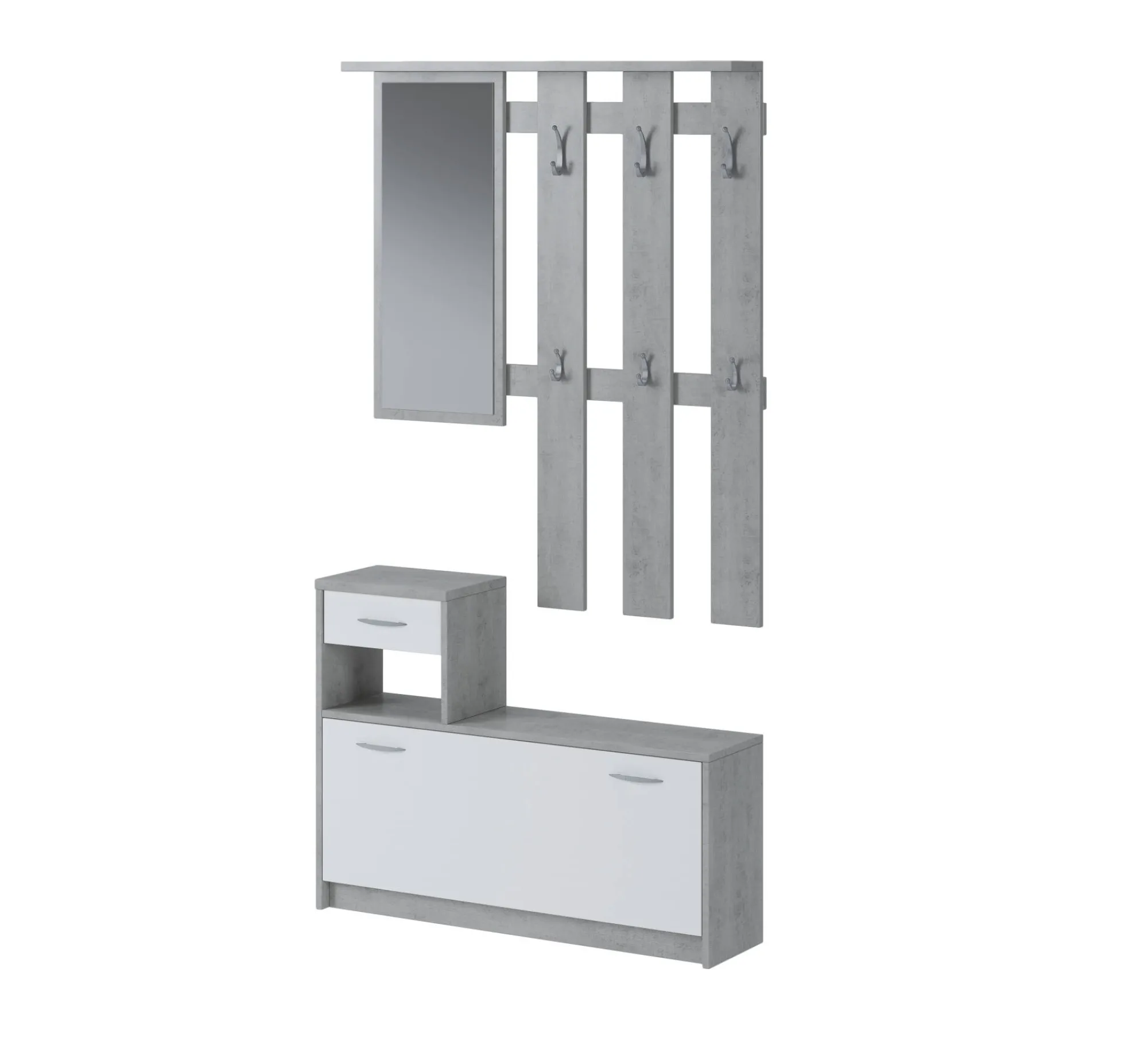 Mobile da ingresso Daa, 100x26h190 cm, Bianco e Cemento<Dmora Fashion