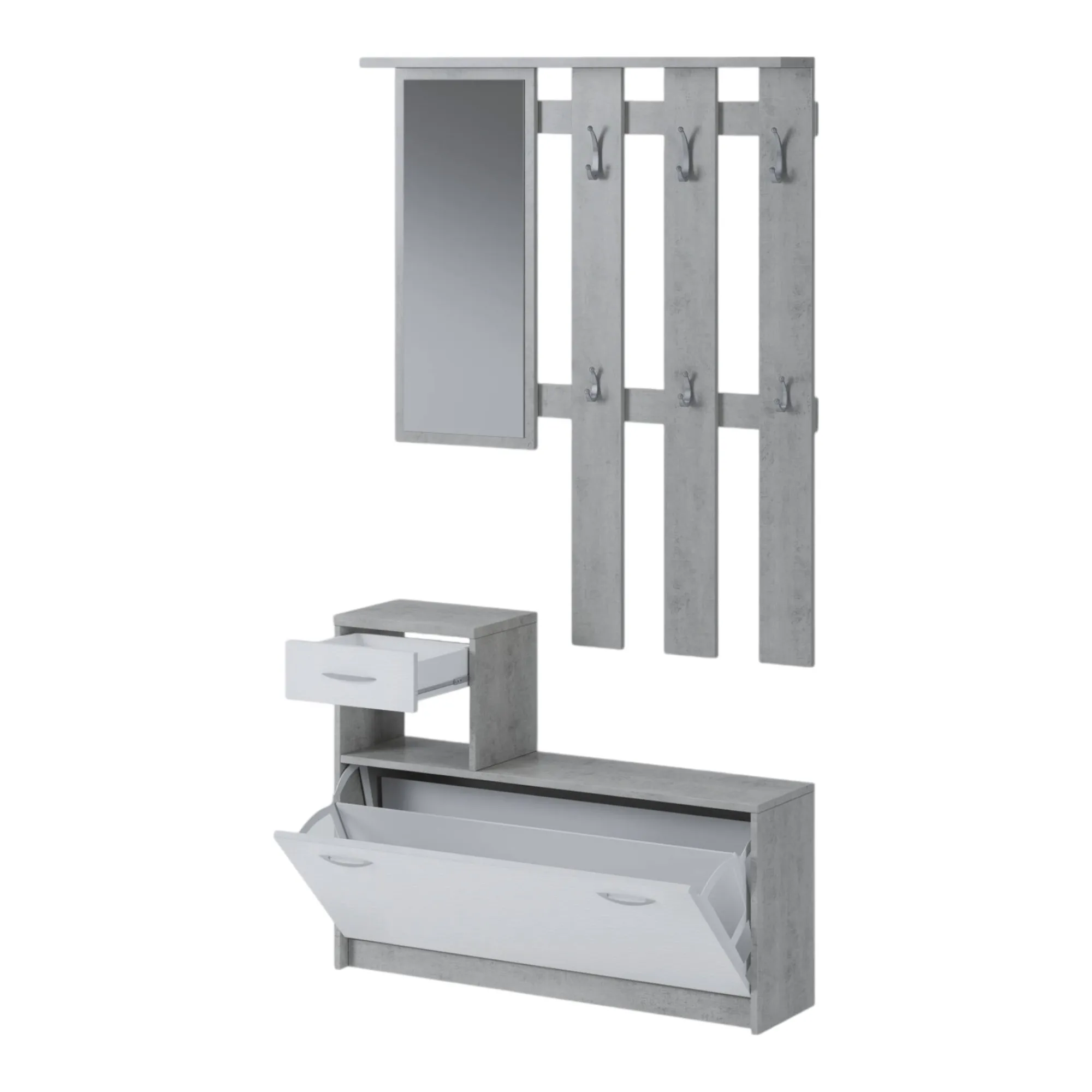 Mobile da ingresso Daa, 100x26h190 cm, Bianco e Cemento<Dmora Fashion