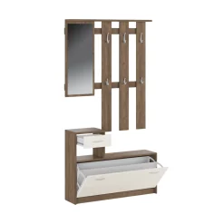 Mobile da ingresso Daa, 100x26h190 cm, Bianco e Quercia<Dmora Cheap