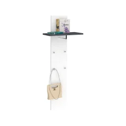 Mobile da ingresso Daaneslan, cm 50x27h140, Bianco lucido e Ardesia<Dmora Best