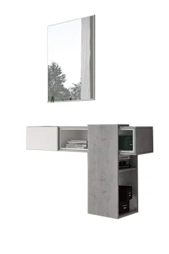 Mobile da ingresso Daba, 100x31h75 cm, Cemento e Bianco<Dmora Store