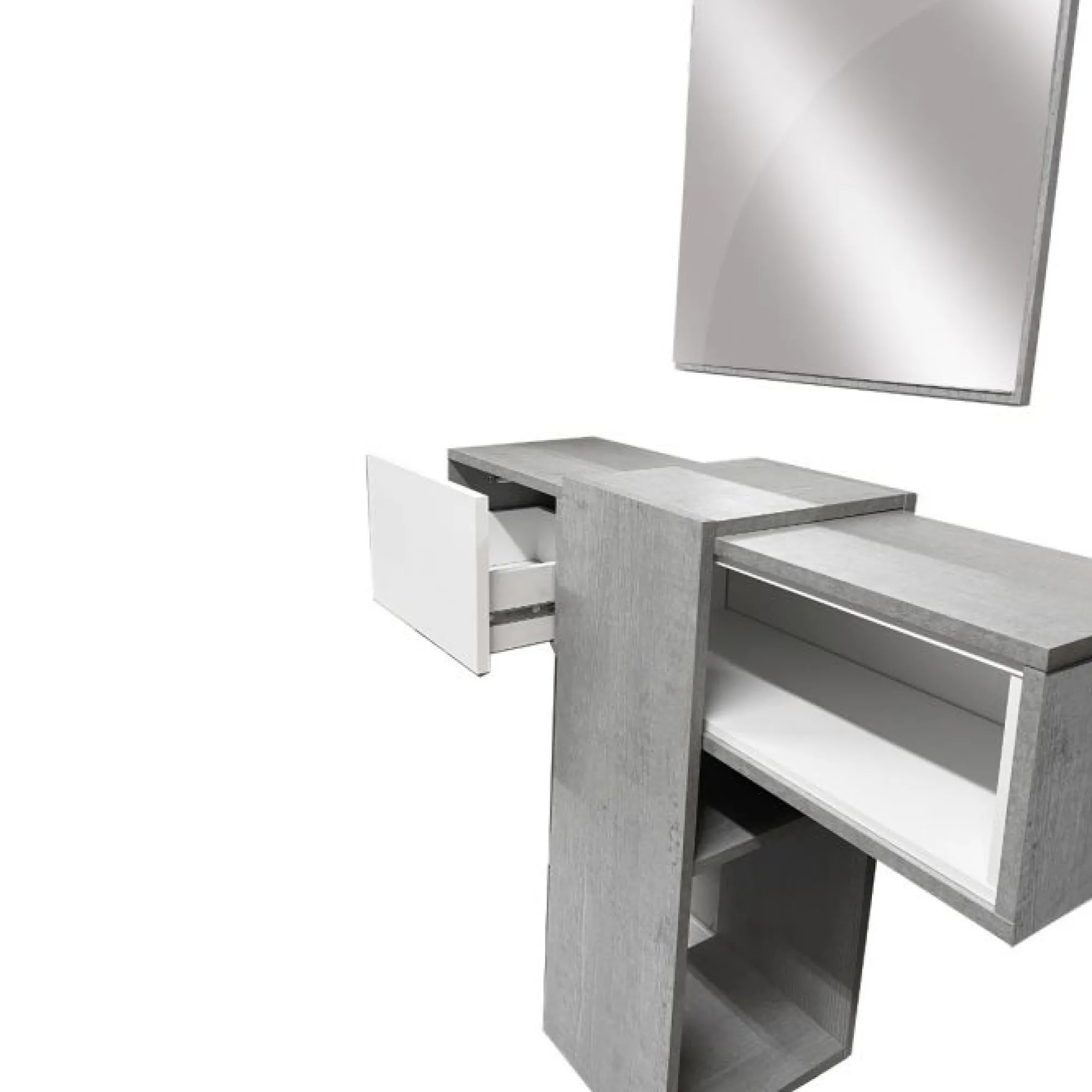 Mobile da ingresso Daba, 100x31h75 cm, Cemento e Bianco<Dmora Store