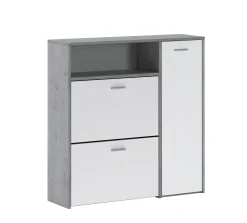Mobile da ingresso Dabdelazi, 92x27h94 cm, Cemento e Bianco<Dmora Store