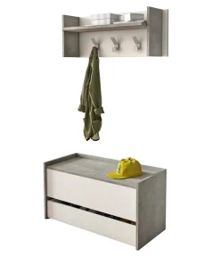Mobile da ingresso Dap, Cm 50x32h182, Cemento e Bianco<Dmora Sale