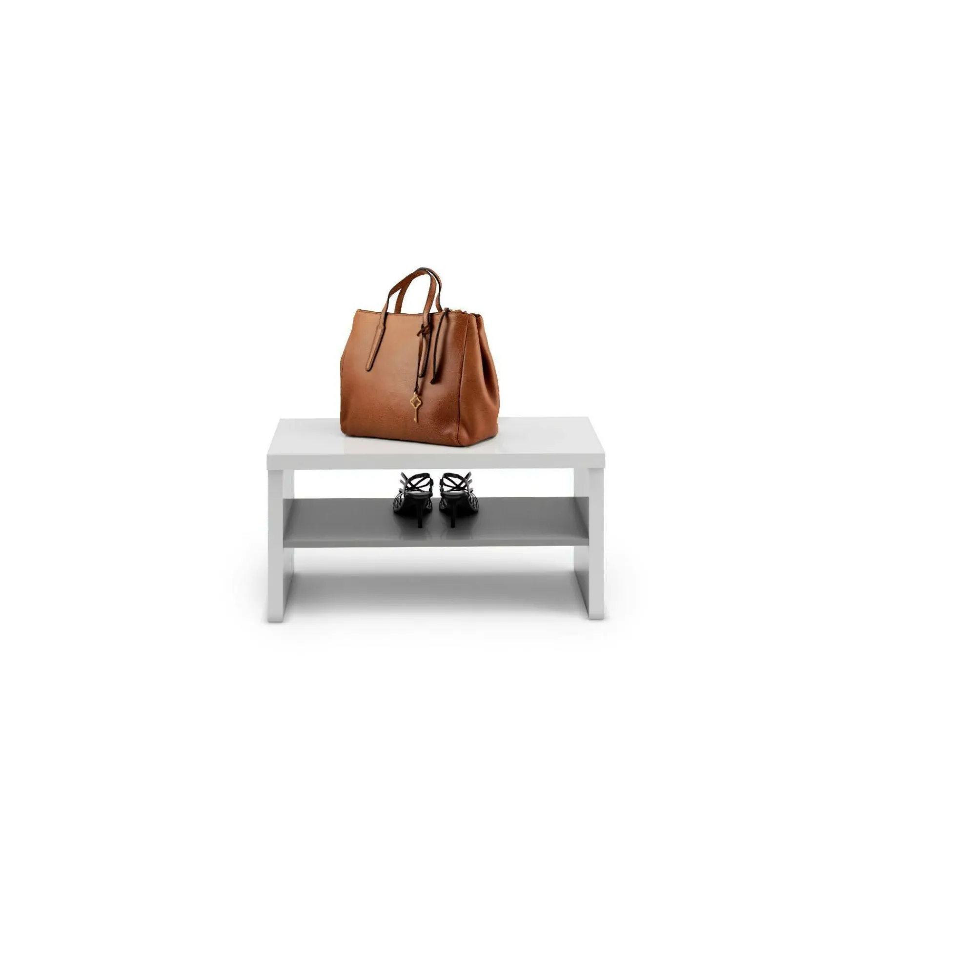 Mobile da ingresso Dbara, 80x40h40 cm, Bianco lucido e Antracite<Dmora Cheap