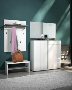 Mobile da ingresso Dbara, 80x40h40 cm, Bianco lucido e Antracite<Dmora Cheap