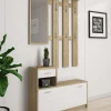 Mobile da ingresso Dbiagin, 100x25h180 cm, Rovere e Bianco<Dmora Best