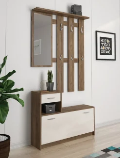 Mobile da ingresso Dbiagin, 100x25h180 cm, Quercia e Bianco<Dmora Best