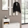 Mobile da ingresso Dbiagin, 100x25h180 cm, Betulla e Bianco<Dmora Cheap